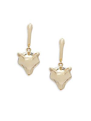 Casa Reale 14k Yellow Gold & Diamond Fox Wire Drop Earrings