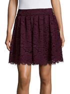 Alice + Olivia Floral Lace A-line Skirt