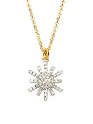 La Soula 14k White & Yellow Gold Diamond Starburst Pendant Necklace
