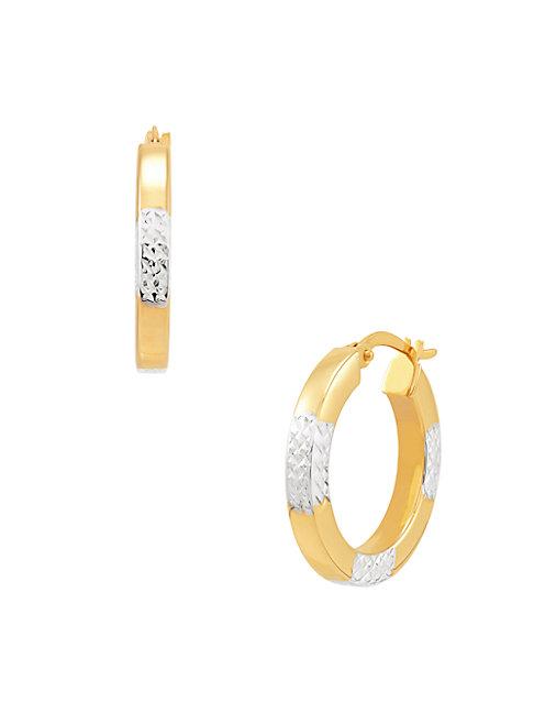Saks Fifth Avenue 14k Yellow Gold & Rhodium Hoop Earrings