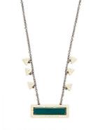 Freida Rothman Geometric Green Agate And Sterling Silver Pendant Necklace