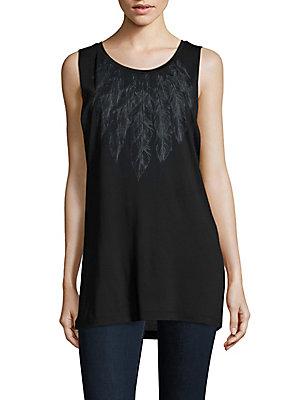 Haute Hippie Feather Printed Tank Top