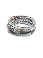 Chan Luu Sterling Silver And Leather Multi-strand Wrap Bracelet