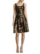 Oscar De La Renta Sleeveless Metallic Fit-&-flare Dress