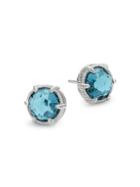 Judith Ripka Sterling Silver & London Blue Spinel Stud Earrings