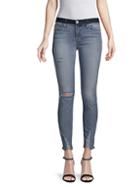 Hudson Distressed Mid-rise Cropped Super Skinny Jeans