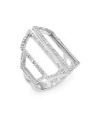 Effy Diamond Pav&eacute; & 14k White Gold Geometric Cutout Ring