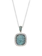 Effy Square Diamond And 14k White Gold Pendant Necklace