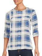 Joie Checkered Button-down Silk Shirt