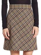 Theory A-line Stripe Wool Mini Skirt