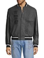 Versace Leather-trimmed Wool-blend Jacket