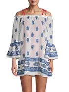 Beach Lunch Lounge Bell Sleeve Floral Off-the-shoulder Cover-up