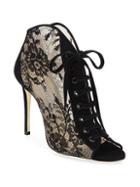 Jimmy Choo Freya 100 Lace & Suede Lace-up Booties