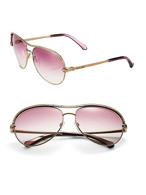 Tom Ford Eyewear 61mm Crystal & Metal Aviator Sunglasses