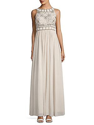 Js Collections Embroidered Sleeveless Gown