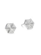Saks Fifth Avenue 14k White Gold & Diamond Hexagonal Stud Earrings