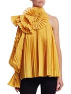 Rosie Assoulin Pleated One-shoulder Top