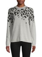 Cashmere Saks Fifth Avenue Jacquard Cascading Animal Print Cashmere Sweater