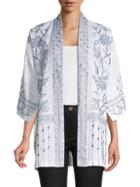 Johnny Was Maike Embroidery Linen Kimono Jacket