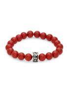 Saks Fifth Avenue Silvertone & Red Coral Beads Bracelet