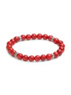 Saks Fifth Avenue Sterling Silver & Red Turquoise Stretch Bracelet