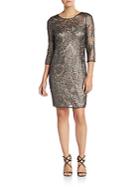 Kay Unger Beaded Lace Shift Dress