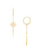 Saks Fifth Avenue 14k Yellow Gold Diamond Huggie Star Dangle-drop Earrings