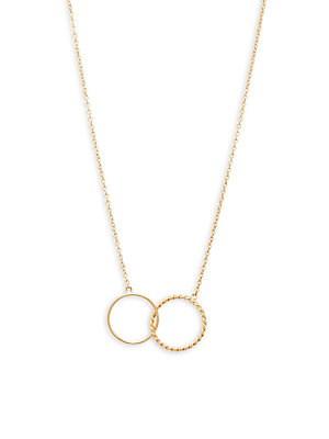 Saks Fifth Avenue 14k Gold Interlocking Rings Pendant Necklace