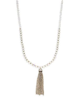 Saks Fifth Avenue Beaded Chain Tassel Pendant Necklace