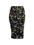 Versace Ruched Floral Skirt