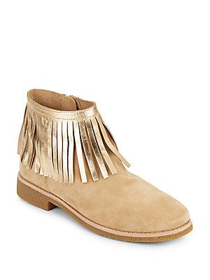 Kate Spade New York Betsie Too Metallic-fringed Suede Ankle Boots