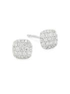 Saks Fifth Avenue Diamond And 14k White Gold Square Stud Earrings
