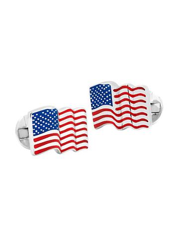 Cufflinks, Inc. Ox & Bull Trading Co. Waving American Flag Cufflinks