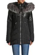 Nicole Benisti Meribel Fox Fur Trim & Leather Down Coat