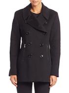 Sofia Cashmere Wool & Cashmere Motorcycle Peacoat