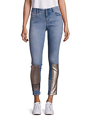 Stella Mccartney Metallic Detail Skinny Ankle Jeans