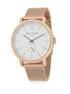 Ted Baker London Round Stainless Steel Mesh Bracelet Watch