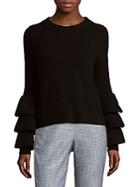 Cashmere Saks Fifth Avenue Ribbed Tier Sleeve Cashmere Sweater