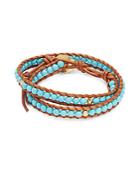 Chan Luu Turquoise 18k Gold-plated Sterling Silver Leather Bracelet