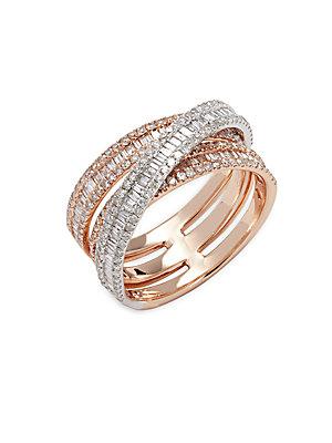 Effy 18k White & Rose Gold Stacked Diamond Ring