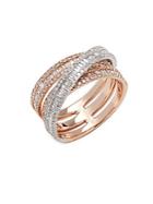 Effy 18k White & Rose Gold Stacked Diamond Ring