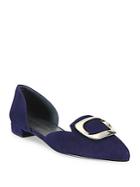 Stuart Weitzman Dorsini Buckled Suede Flats