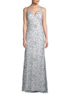 Carmen Marc Valvo Infusion Sleeveless Floral Gown