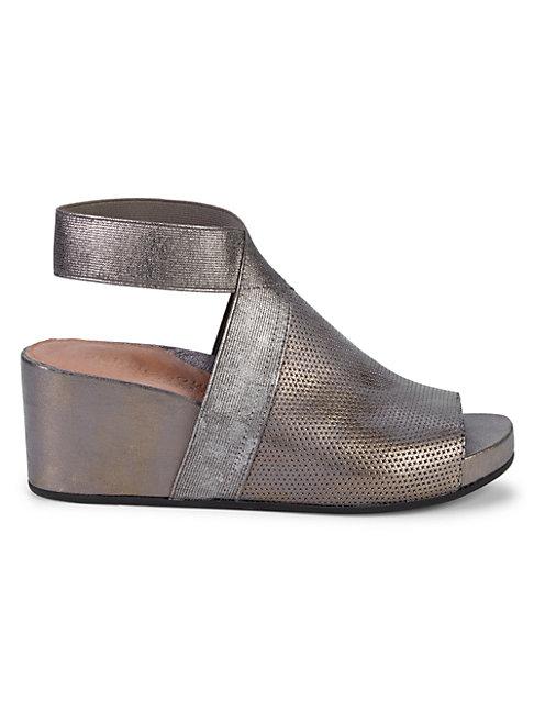 Gentle Souls Gianna Perforated Leather Wedge Sandals