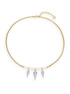 Majorica 6mm-8mm Round Pearl Spiked Statement Necklace