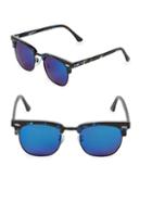 Aqs Mirrored 51mm Clubmaster Sunglasses
