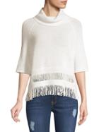 360 Cashmere Brittany Fringe Hem Turtleneck Sweater