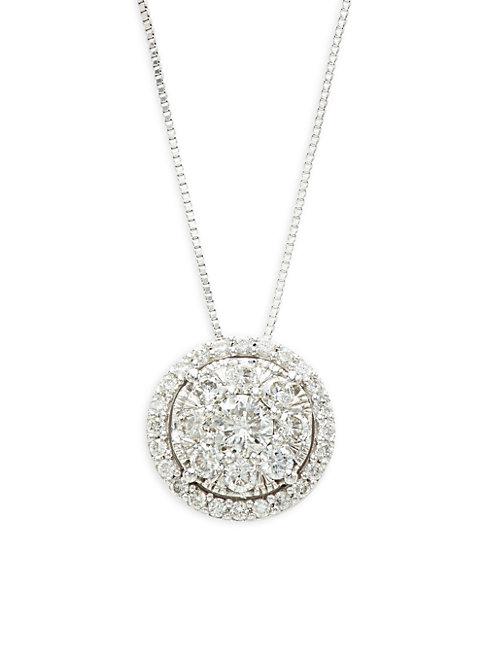 Effy 14k White Gold & Diamond Round Pendant Necklace