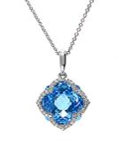 Effy 14kt. White Gold Blue Topaz And Diamond Necklace