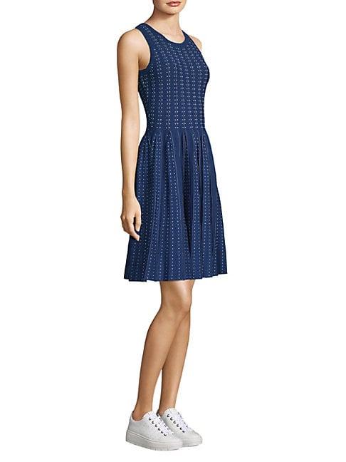 Milly Pleated Dot Flare Dress